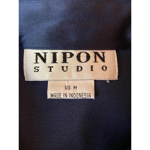 Minimalist Nipon Studio Vintage Women M Silky Long Sleeve Button Career Blouse - Picture 3 of 10